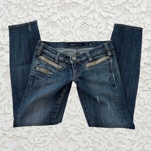 vintage miss sixty low rise skinny jeans with cute zipper pockets